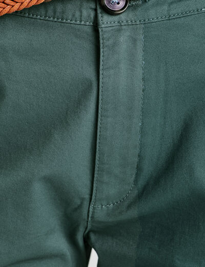Pantalon chino 7/8ème vert foncé femme