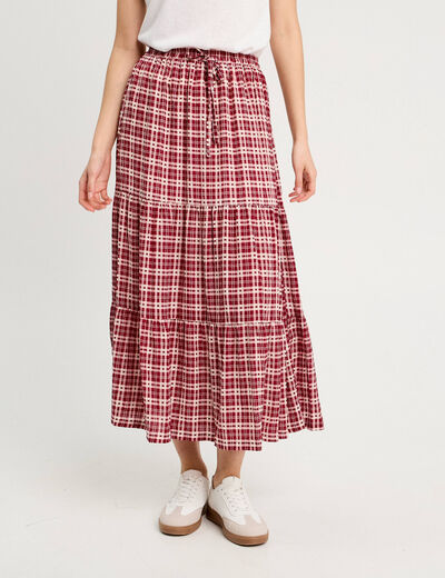 Jupe longue trapèze bordeaux femme