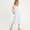 Robe longue évasée bretelles blanc femme