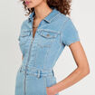 Combishort en jean denim bleach femme