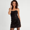 Robe cintrée bustier sequins noir femme