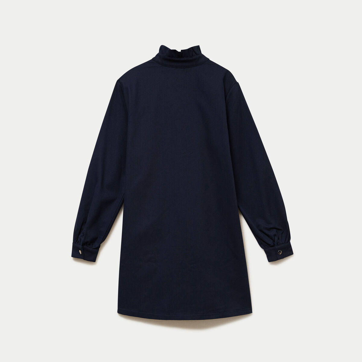 Robe droite col chemise manches longues bleu marine femme