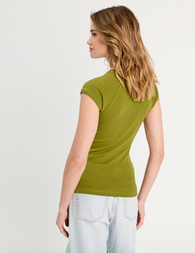 T-shirt manches courtes vert foncé femme