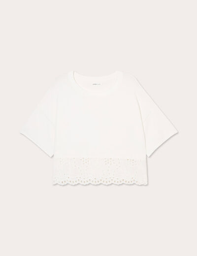Pull manches courtes blanc femme