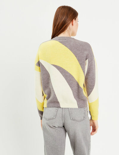 Pull manches longues jaune pastel femme