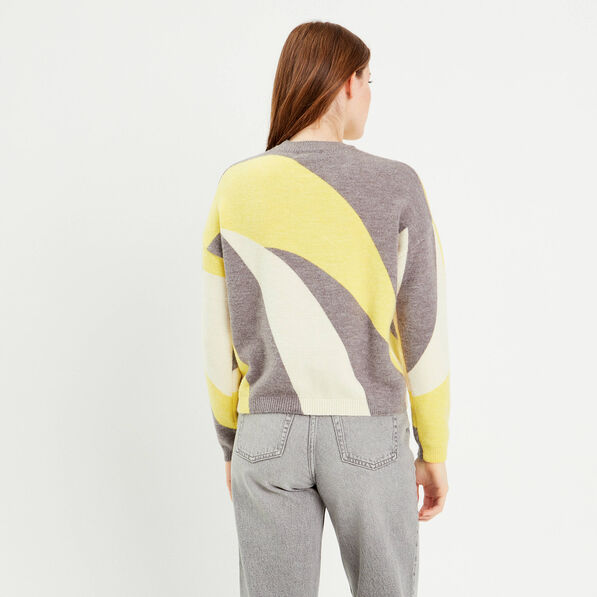 Pull manches longues jaune pastel femme