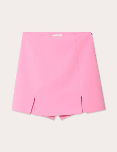 Jupe-short droite fentes rose clair femme