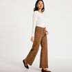 Pantalon bootcut taille basse en jean marron femme