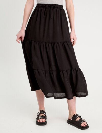 Jupe évasée longue noir femme