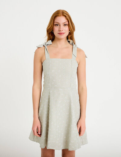 Robe patineuse courte &agrave; fines bretelles gris femme