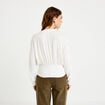 Gilet bas resserr&eacute; manches longues ecru femme