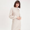 Robe pull droite col montant sable femme