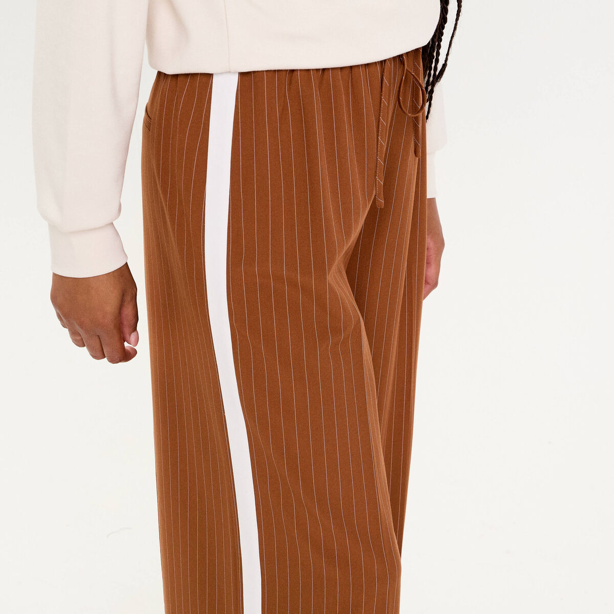 Pantalon large fluide orange fonc&eacute; femme