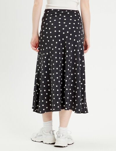 Jupe midi évasée fluide noir femme