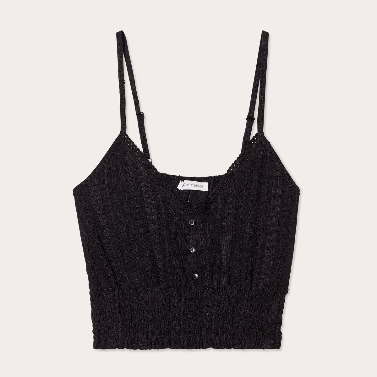 Blouse broderie anglaise noir femme
