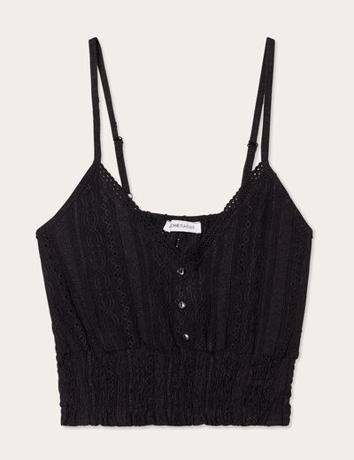 Blouse broderie anglaise noir femme