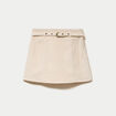Jupe-short &eacute;vas&eacute;e velours ceinture ecru femme