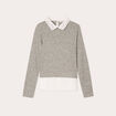 Pull col chemise bijoux gris clair femme
