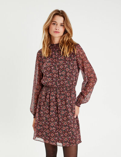 Robe évasée taille smockée rose femme