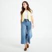Jean wide leg cropped taille haute denim stone femme