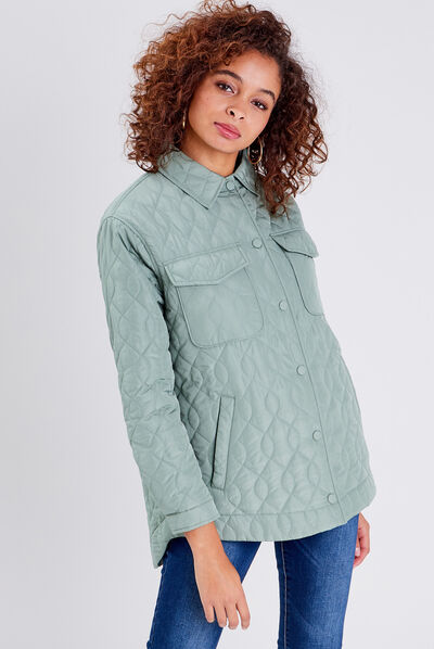 Surchemise manches longues vert foncé femme