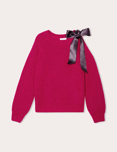 Pull avec noeud rose fushia femme