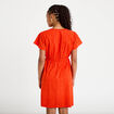 Robe courte &eacute;vas&eacute;e d&eacute;collet&eacute; brod&eacute;e orange fonc&eacute; femme