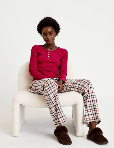Pyjama manches longues rouge femme