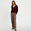 Pantalon bootcut taille haute taupe femme