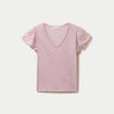 T-shirt manches dentelle parme femme