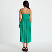 Robe longue bi-mati&egrave;re col v vert femme