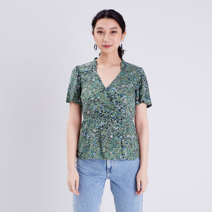 Blouse manches courtes vert pastel femme