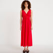 Robe longue &eacute;vas&eacute;e col v sans manches rouge femme