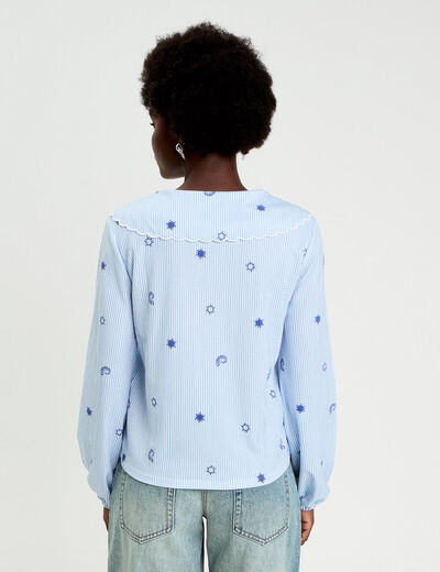 Blouse col xxl manches longues blanc femme