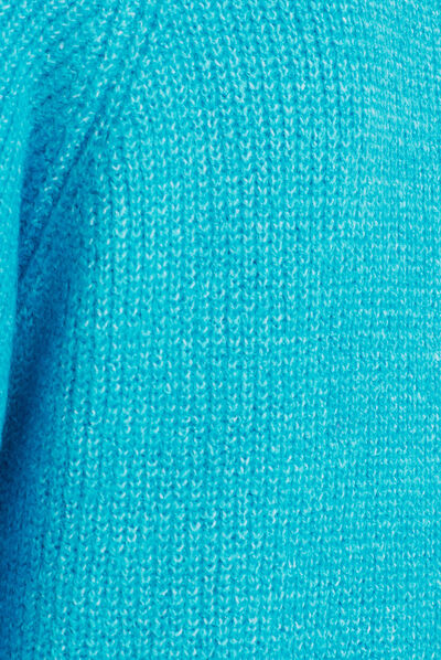 Robe pull droite col montant bleu femme