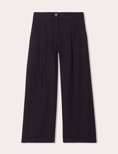 Pantalon large contenant du lin noir femme
