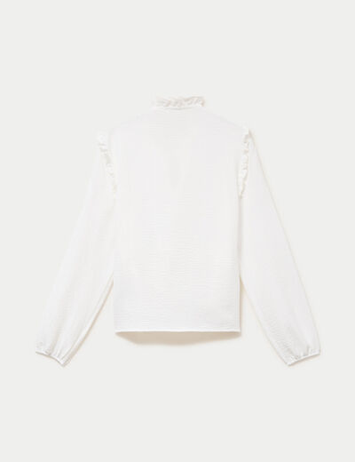 Blouse ample col montant manches longues ecru femme