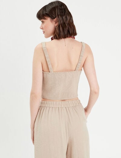 Bustier bretelles fines beige femme