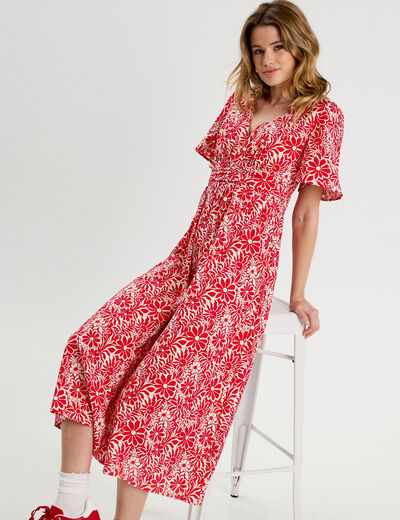 Robe longue évasée blanc femme