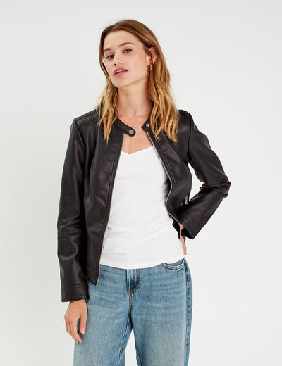 Veste droite zippée noir femme