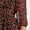 Robe évasée manches 3/4 marron femme