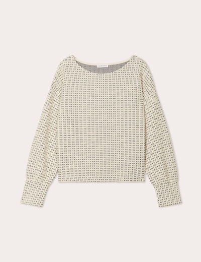 Sweat manches longues ecru femme