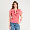 Blouse volants rose pastel femme