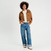 Veste suédine droite camel femme