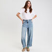 Jean barrel long en coton denim double stone femme