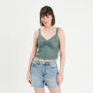 Débardeur cropped dentelle vert foncé femme