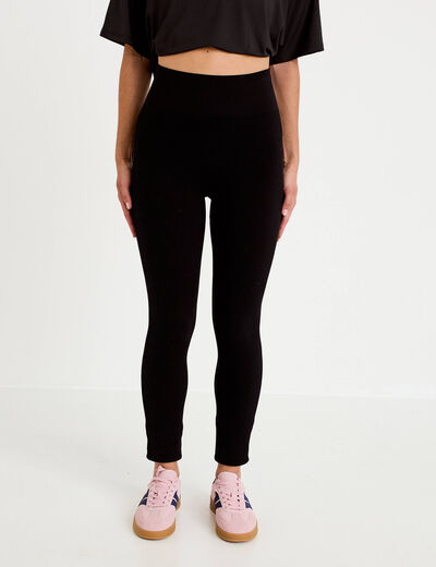 Leggings taille haute sans couture noir femme