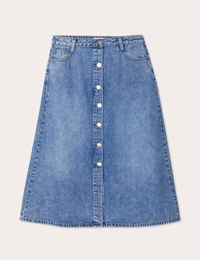 Jupe longue trapèze en jean denim double stone femme