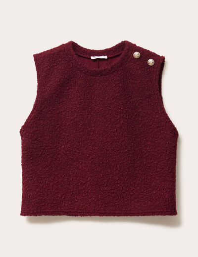 Pull sans manches fausse fourrure violet foncé femme