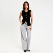 Gilet sans manches tweed noir femme